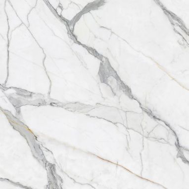 Calacatta Snow Sintered Stone slab – polished white marble-inspired surface with fine grey veining.